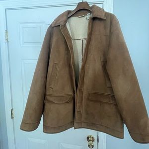 LL Bean Sherpa Lined Suede Coat